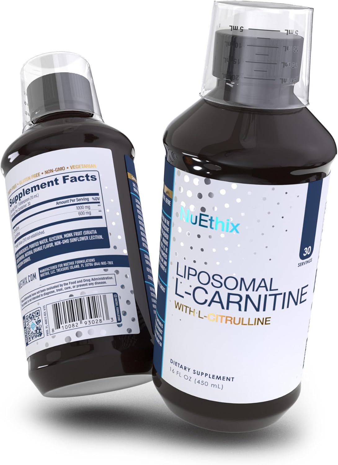 NuEthix Formulations Lipsomal L-Carnitine Supplement 600mg with L-Citrulline 1000mg for Healthy Weight Management, Fat Metabolism, Energy Production and Increased Blood Flow, for Men & Women