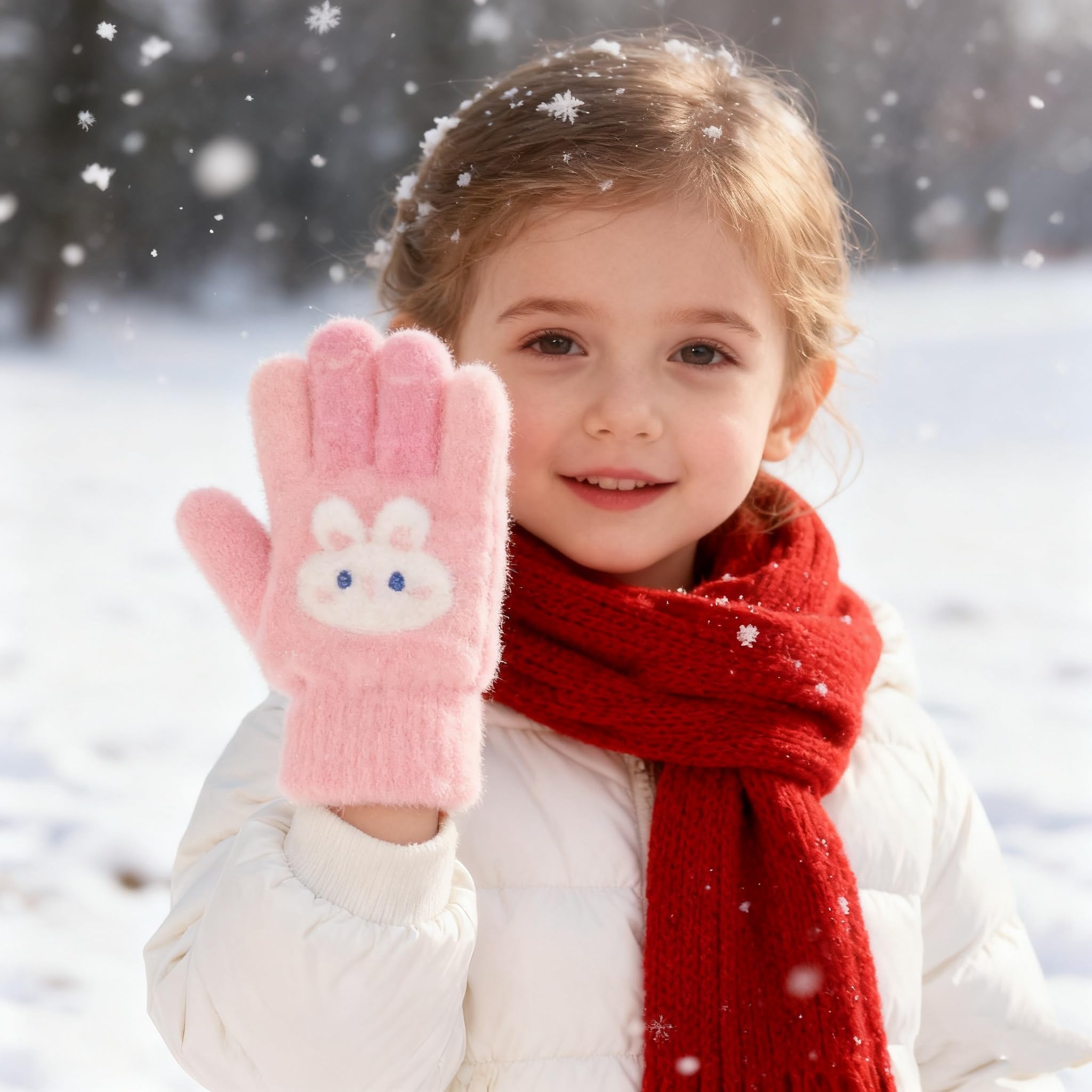 Guantes Térmicos Invierno para Niña 2-6 Años Elástico Punto