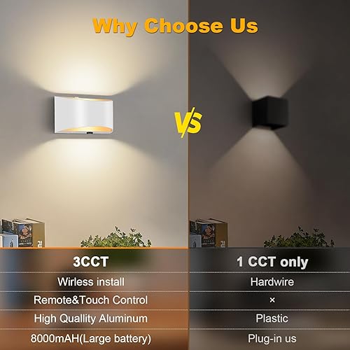 Miniatura 4 de Aiilsmp Juego de dos apliques de pared  Moderno LED de aluminio para pared, luces arriba y abajo, apliques de pared para interiores, regulables,