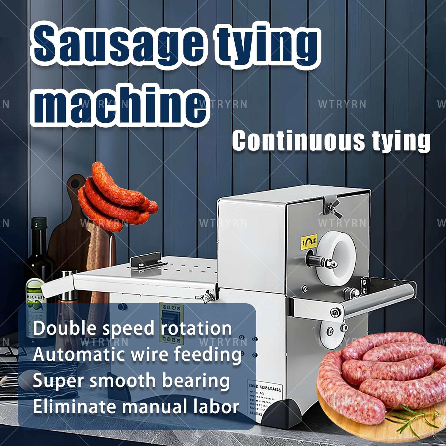 Electric Sausage Stuffer Machine, Sausage Casings Binding Machine, Dual Switch Modes, Easy to Clean, Stable Performance, for Food Factory and Home Kitchen