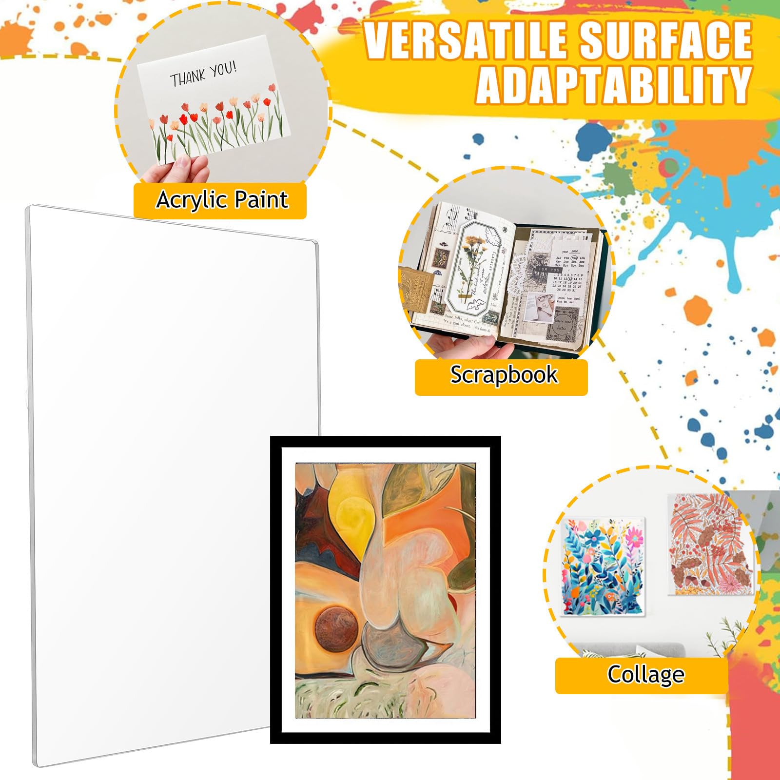 Toyvian Placa de Impresión en Gel: Placa de Gel Transparente Reutilizable A3 para Arte - Suministros de Impresión para Monoimpresión, Tarjetas, Scrapbooking - Manualidades con Técnicas Mixtas - 40