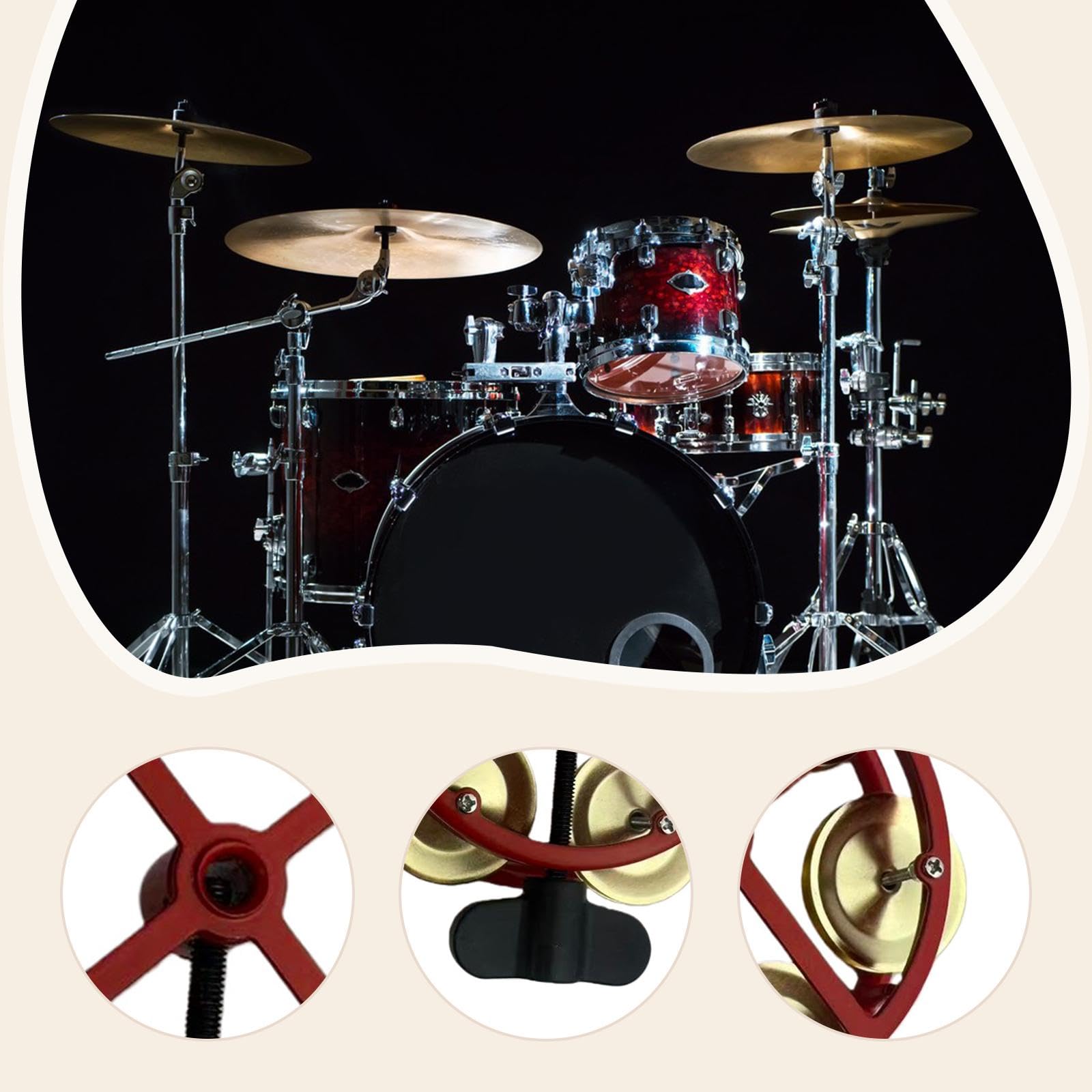 Oshhni Pandereta Hi Hat montable con de fila, accesorios de percusión compactos, piezas de musical, campana para escenarios, fiestas, KTV, Oro Rojo