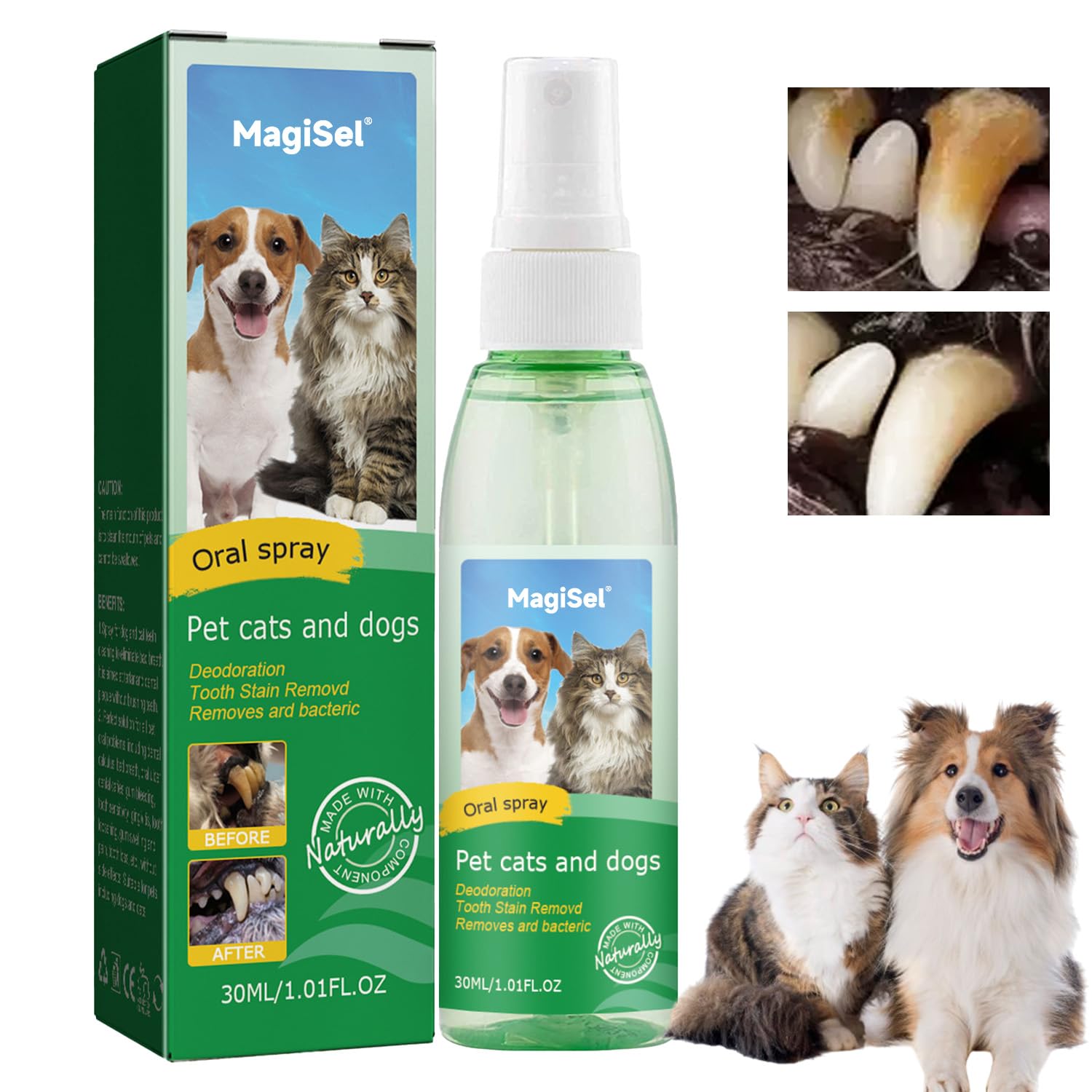 Spray de Dentaire pour Chiens Chats, Dentifrice Chien, Pet Dental Care Toothpaste, Soins Dentaires avec, Sans Rinçage ni Brossage, Élimine la Plaque Dentaire, une Haleine Fraîche et Saine, 30ml