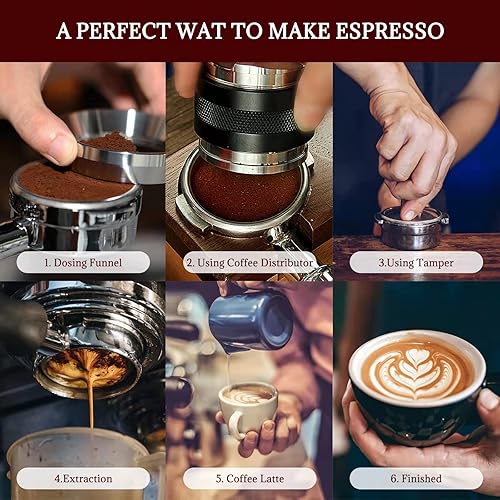 Miniatura 5 de Embudo dosificador de café expreso de 2.008 in, anillo de dosificación de café de acero inoxidable compatible con la serie Portafilter de 2.008 in