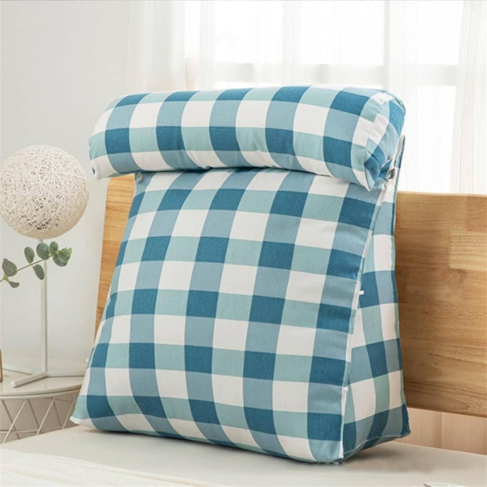 ZXGRfdefa reading pillow, with Pocket, On Bed Reading Watching TV Triangle Back Cushion Pillow Soft Backrest(D,45cm)