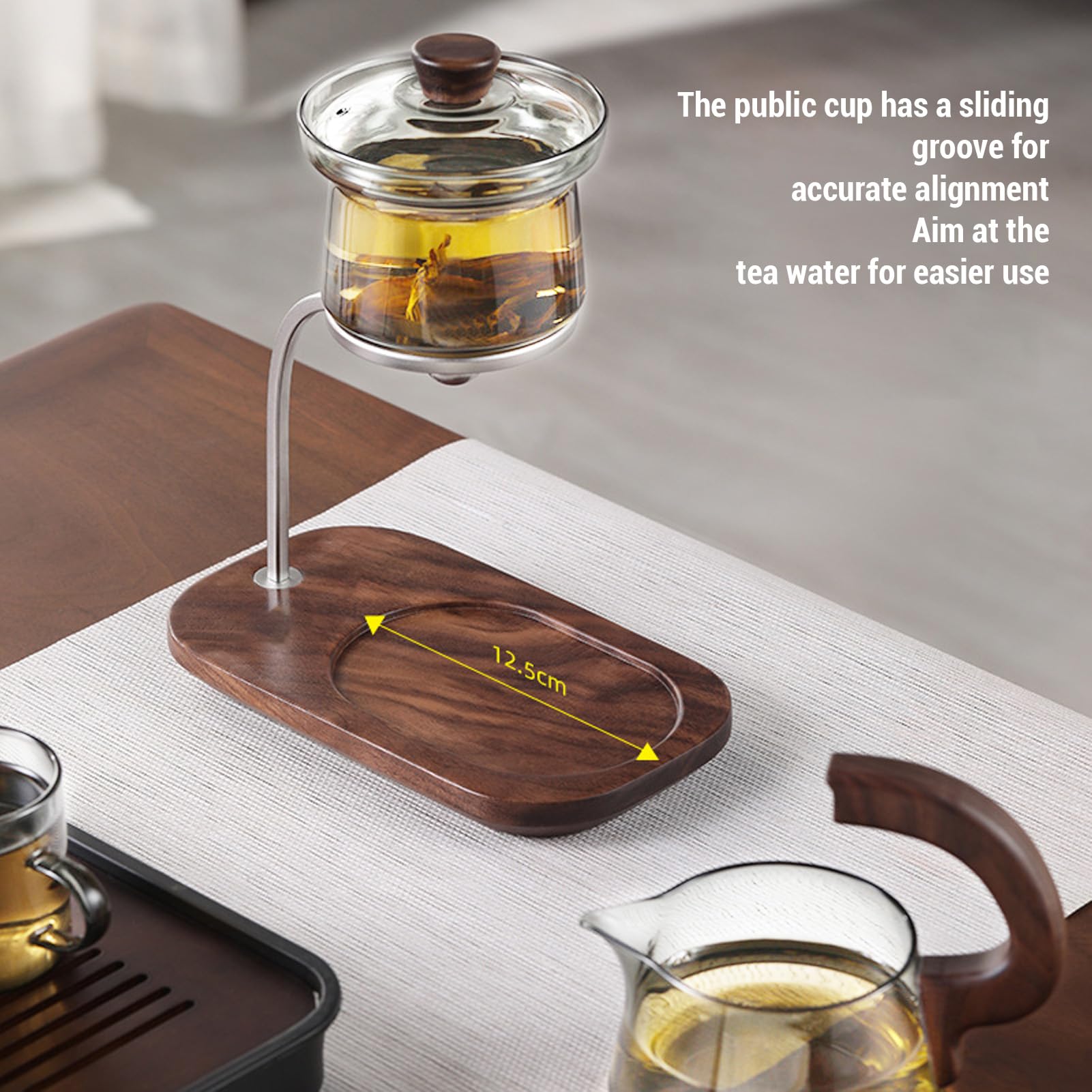 Lazy Kungfu Drip TeaPot, Półautomatyczny szklany zestaw do herbaty, Półautomatyczny zaparzacz do herbaty Lazy Teapot Kungfu Tea Set, Żaroodporny zestaw do herbaty do