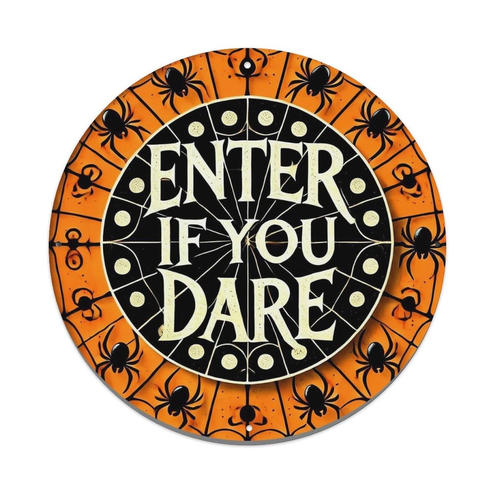 Enter If You Dare Spiders Tin Sign Metal Poster Vintage Metal Signs for Home Man Cave Bar Cafe Kitchen laundry room Wall Decorations 8x8 inches