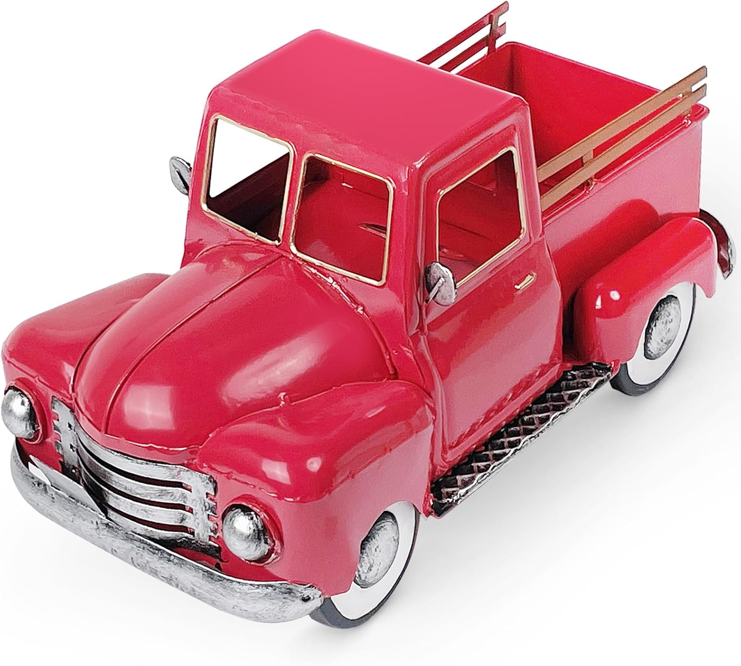 Vintage Red Metal Truck Decor, Red Truck Christmas Decor, Decorative Tabletop Storage,Farmhouse Pickup Truck Planter for Garden Home Holiday Decor