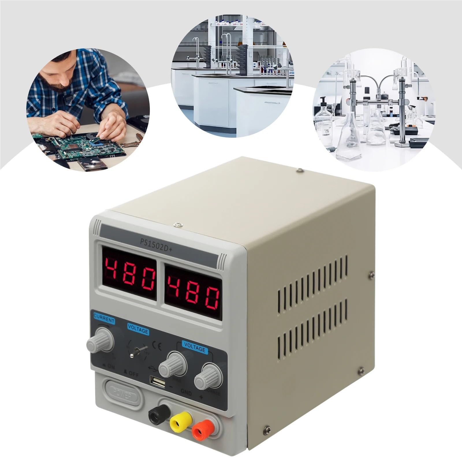 Labornetzgerät, 50-W-Stabilisiertes Netzteil for die Handywartung, einstellbare Spannung, Tischregler, voreingestellter Strom, Ein/Aus