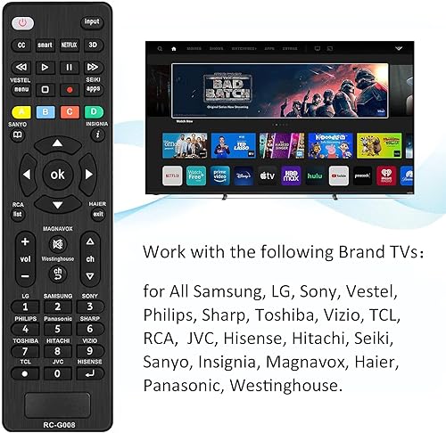 Miniatura 5 de Mando a distancia universal de TV para Samsung, RCA, JVC, Magnavox, TCL, Philips, Sony, Panasonic, Toshiba, Hitachi, Vizio, Hisense, Seiki, Sanyo,