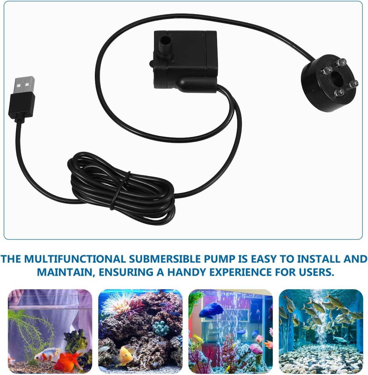 BESPORTBLE Micro Submersible Water Pump for Aquarium Fish Tanks and Garden Fountains Compact Quiet Usb Pump with Led Light for Rockery and Decoration
