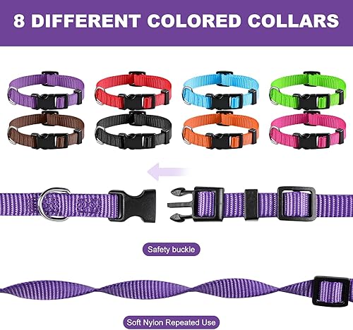 Miniatura 3 de PARTNER - Collares de identificación para cachorros, nailon súper suave, ajustable, para mascotas recién nacidas, con gráficos de mantenimiento de