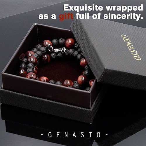 Miniatura 7 de Healing Crystal Black Obsidian Tiger Eye and Hematite Beads Necklace Triple Protection Necklace for Men Women