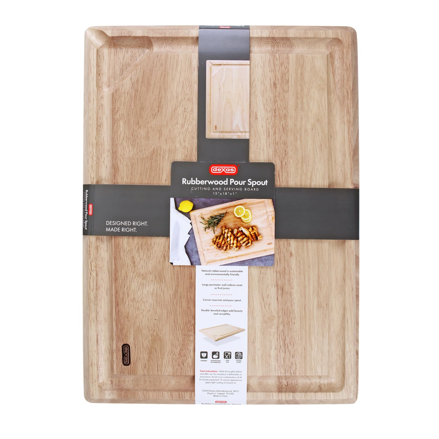 Amazon.com: Dexas Rubberwood Pour Spout Cutting Board – 18