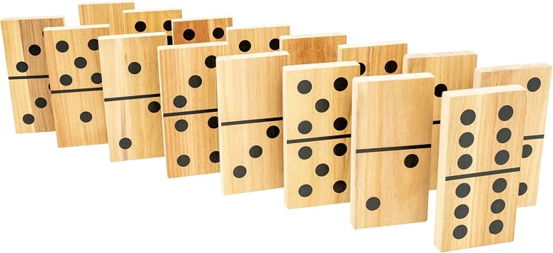 TP Toys Giant Wooden Dominoes Outdoor Family Game for Kids Ages 3+ with 28 Hand-Crafted Premium Tiles for Indoor or Outdoor Play made with FSC Wood