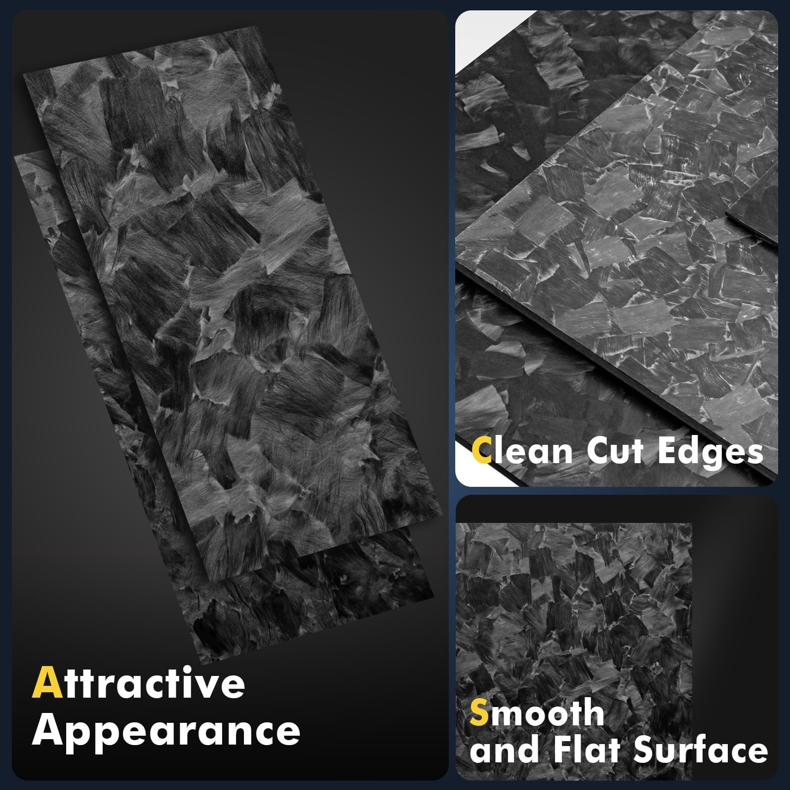 LingXuanGe Forged Carbon Fiber Sheet,Forged Carbon Composite Laminate Plate,Thickness 1mm, 2mm, 3mm, 4mm,5mm,100% Real Carbon Fiber Board Chopped Carbon Fiber Plate(300X400X5.0MM)