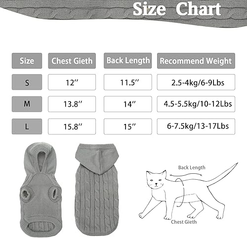 Miniatura 2 de PUPTECK Suéter de invierno para perros y gatos  Ropa para clima frío para gatitos y perros pequeños, interior y exterior, para caminar cálido (gris,