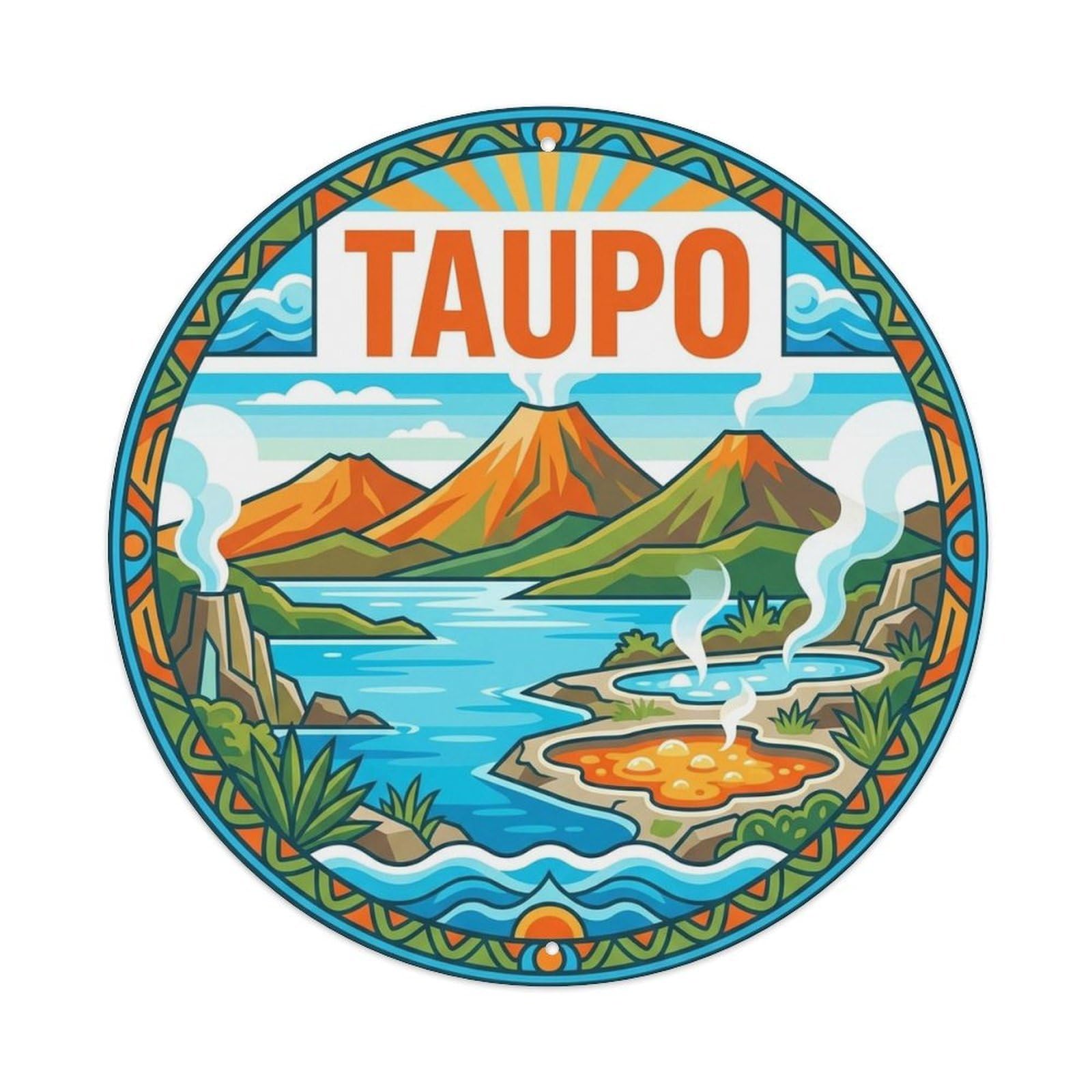 Olyhtr 8X8inch Classic Style Taupo New Zealand Travel Mountain Coast Coastal Classic Metal Tin Sign