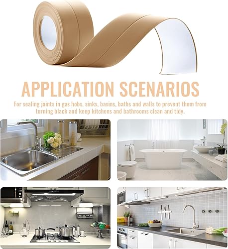 Miniatura 6 de Cinta selladora de baño, impermeable, cinta de calafateo de esquina de pared, cinta autoadhesiva simple para cocina, inodoro, bañera, baño,