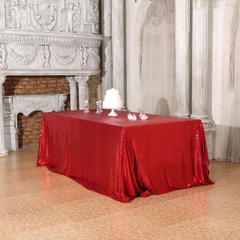 Eternal Beauty Sparkly Tablecloth Rectangle Sequin Tablecloths Wedding Party Banquet Sequin Table Cover(Red,50x80 inches,Rectangle) - Image 4