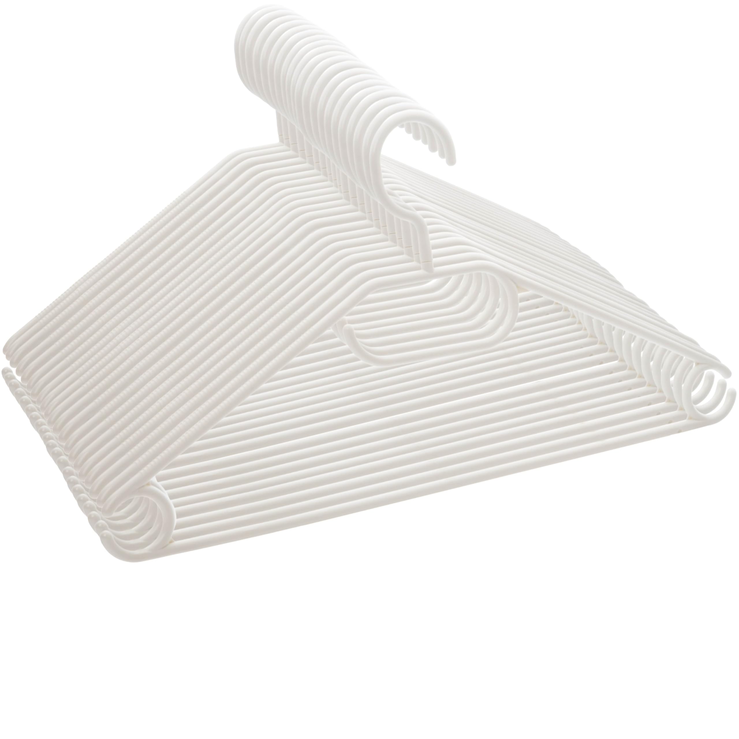 Lot De 50 Cintres Blancs En Plastique Recyclé (41 Cm) – Ultra-fins, Crochets Pivotants, Fabriqués En UE