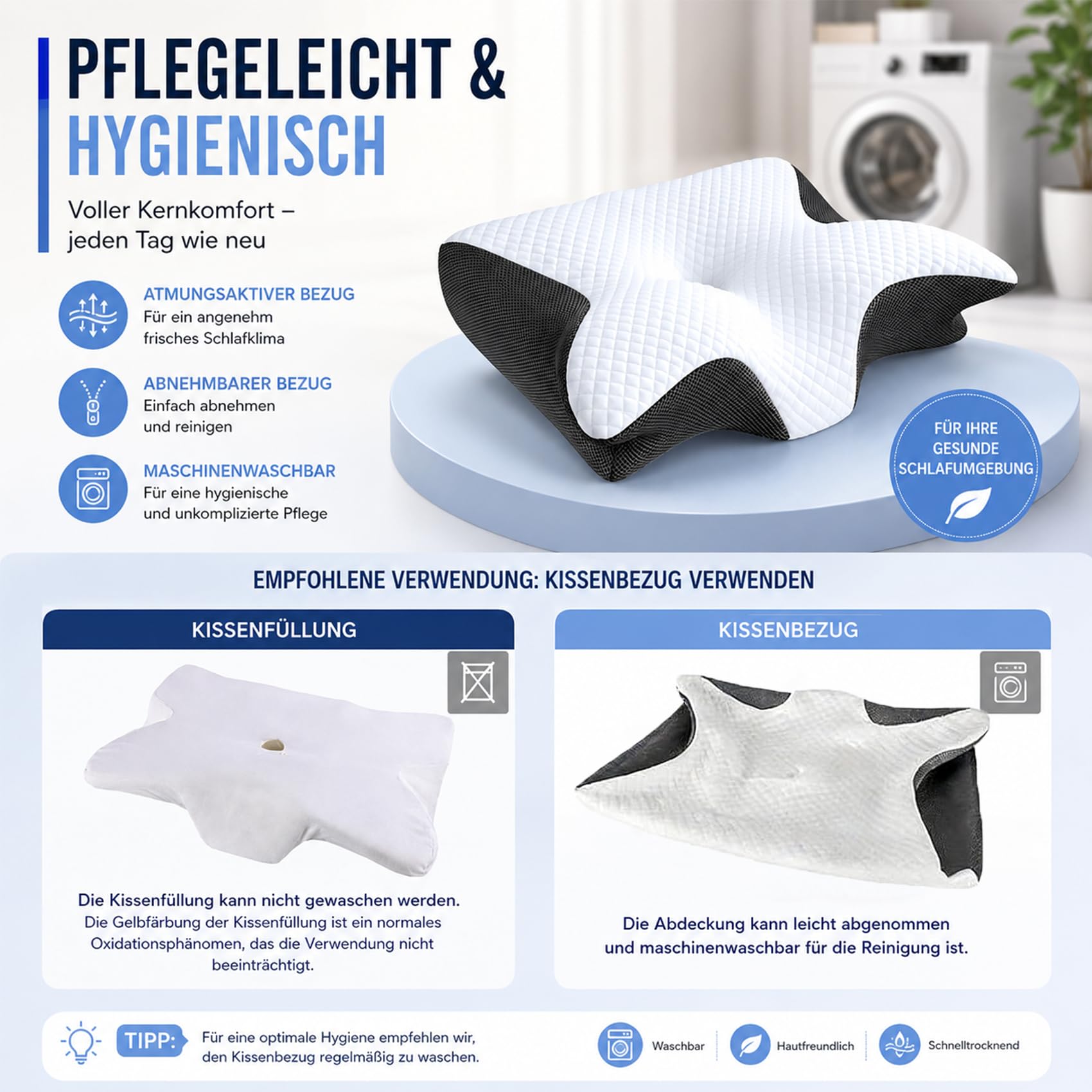 Curo Sleep Kissen, 2026 AufgerüStet Curo Sleep Original, Ergonomisches Nackenkissen Aus Memory-Schaum, Geeignet für SeitenschläFer, Die EIN HöHeres Bevorzugen (Schwarz)