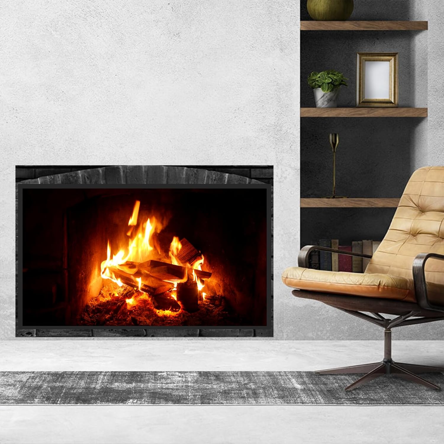 Fireplace Flame Wall Decal,Cozy Fire Burning Log Wall Sticker,Warmth Fireplace Wall Mural for Living Room Dining Space Bedroom Cafe Office(2) - Image 4