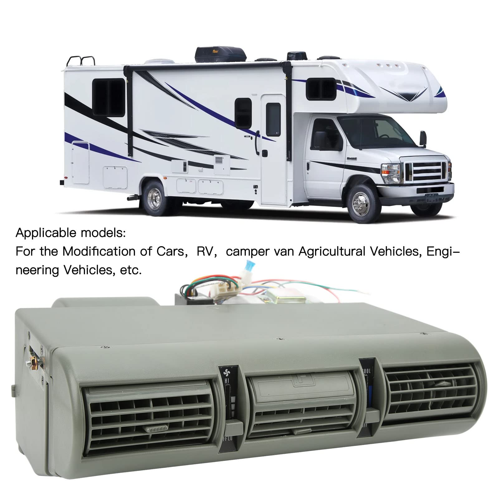 evaporatore AC per veicoli universali, design bobina a 4 vie, controllo a 4 velocità del, per auto, camion, kit di installazione semplice incluso