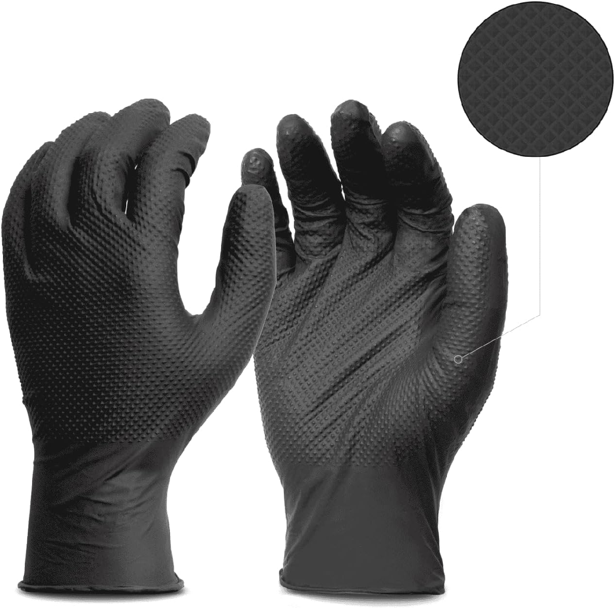 GUS Black 8 Mil Diamond Grip Nitrile Disposable Gloves