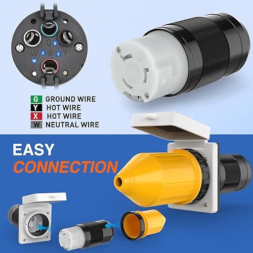 Miniatura 7 de Nilight Receptáculo de 30 amperios para autocaravana, entrada de alimentación de 125 V, con bloqueo giratorio, NEMA L5-30P, lista ETL, cerrado, con