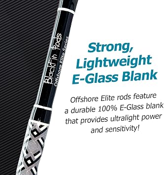 Blackfin Offshore Elite Saltwater Spinning Rod - High-Performance E-Glass Blank with Seaguide Components, EVA Grips & Graphite Reel Seat - Inshore & Offshore Fishing Rod, Made in USA