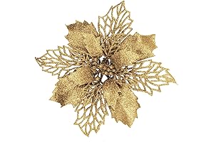 Christmas Artificial Poinsettias 5.9" for Festive Winter Decorations