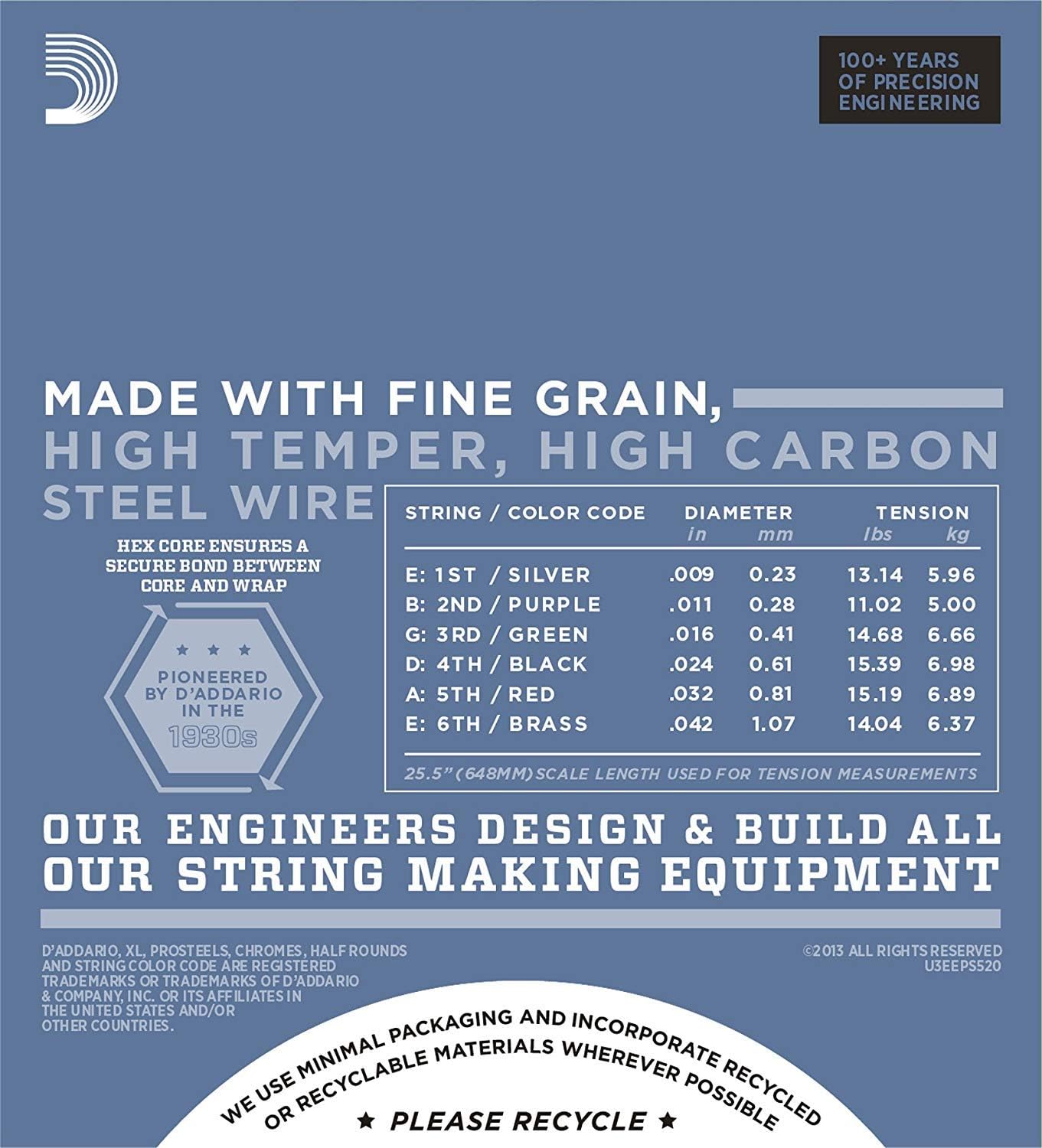 3 Sets of D'Addario EPS520 Pro Steels Electric Guitar Strings EPS520 Super Light