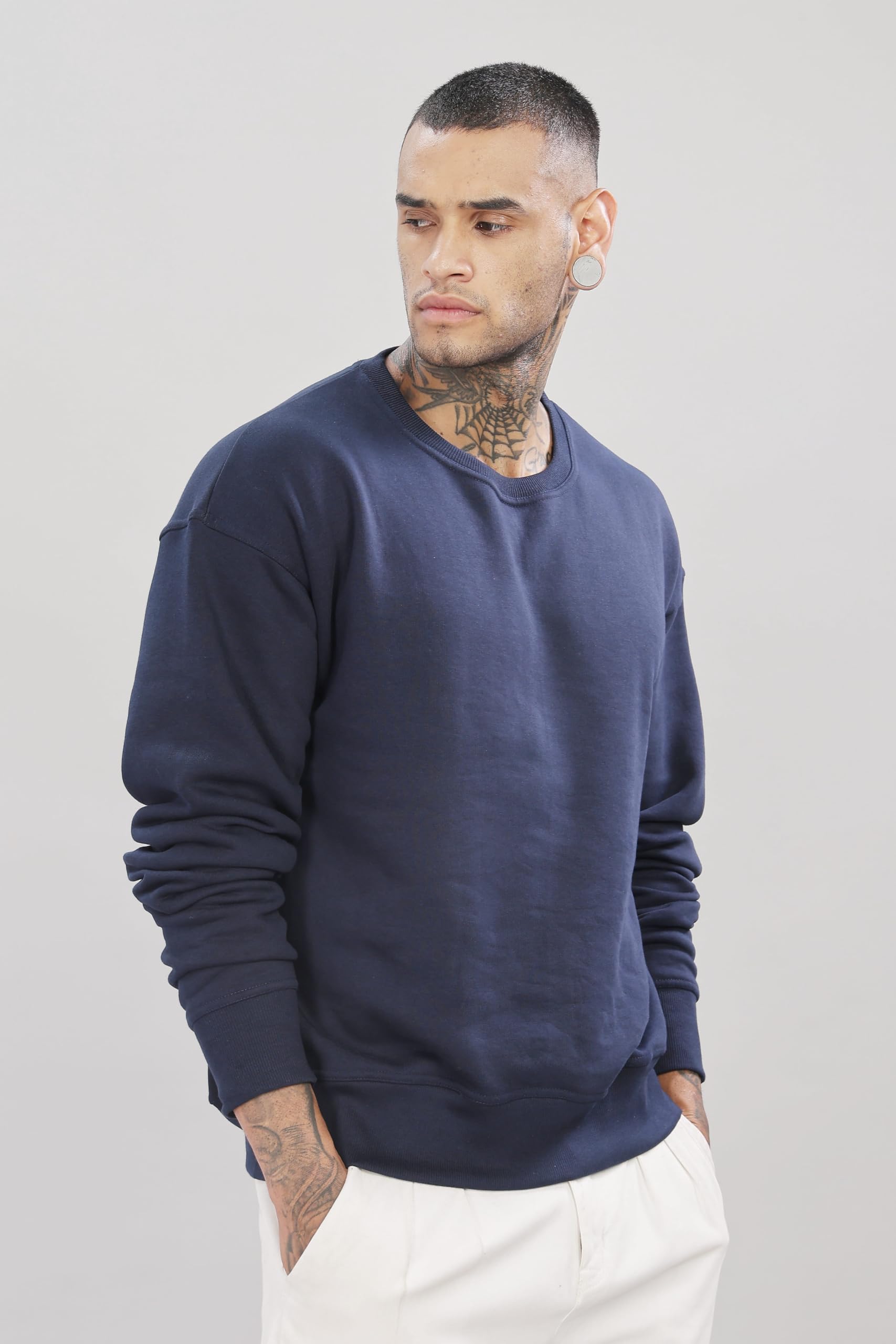 ADRO Bluza męska, oversize, z polaru bawełnianego, 340 g/m², męska bluza na zimę