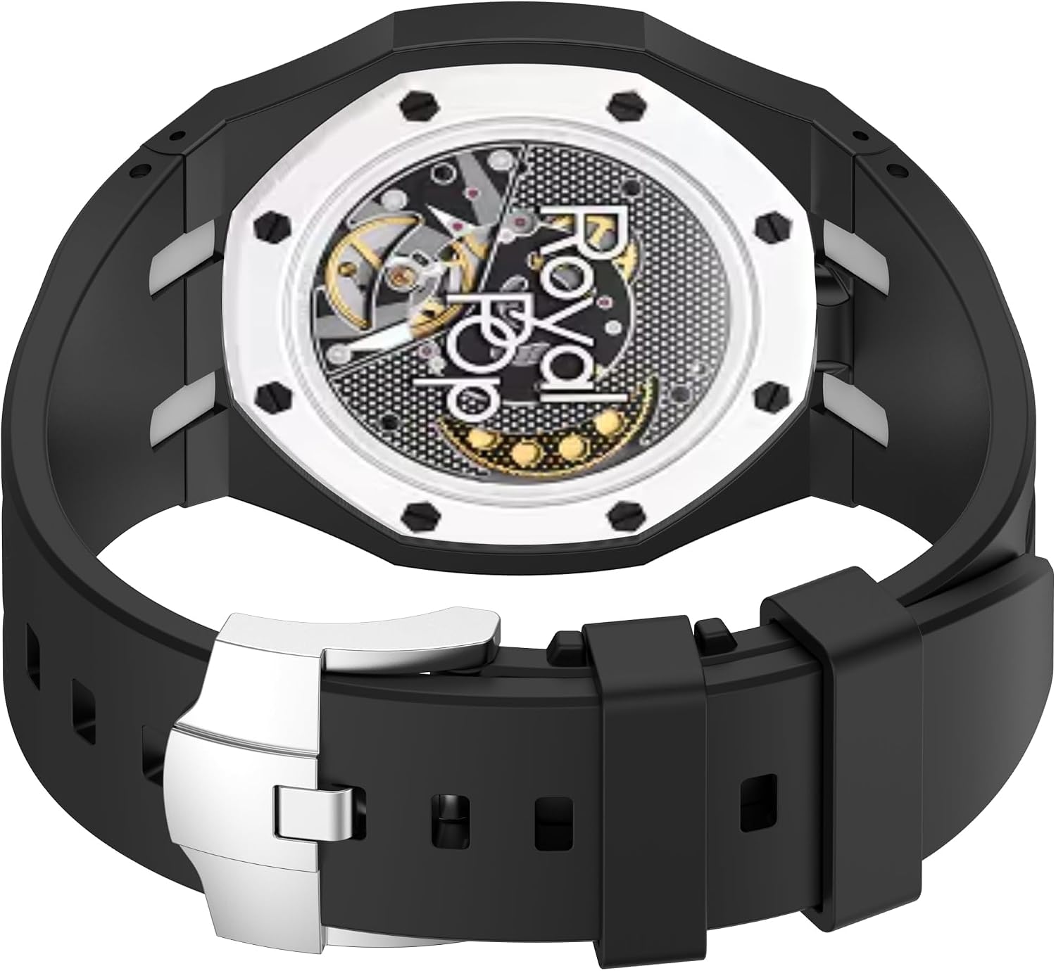 Rugged Case Band Compatible with AP x Swatch Royal Pop Watch Band, 10.6inches, Quick Release Bands Sport Replacement Strap, Sports Silicone Strap with Shockproof Frame Bumper Case for Men Women Strap