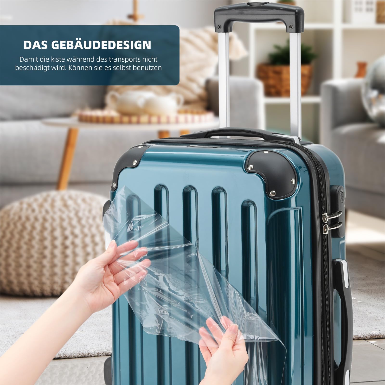 BEIBYE- 3er Kofferset Hartschalen-Koffer Reisekoffer Trolley Rollkoffer Set Reisekofferset (Pale Green)