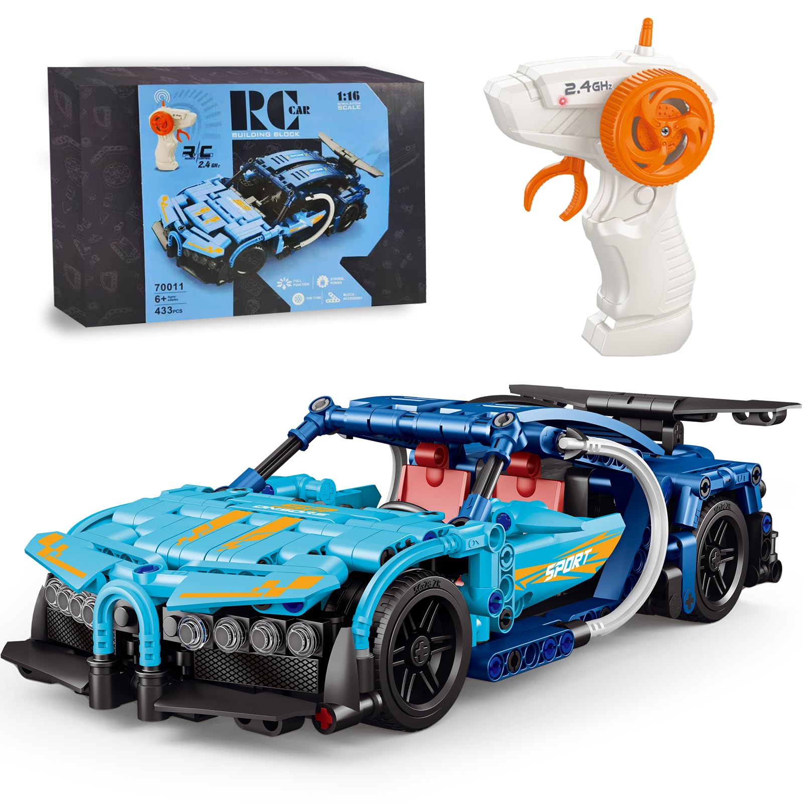 RC F1 City Auto 433-częściowy Model 1:16 Niebieski 2,4G Hz Pilot Zdalne Sterowanie Kompatybilny z Lego Technic