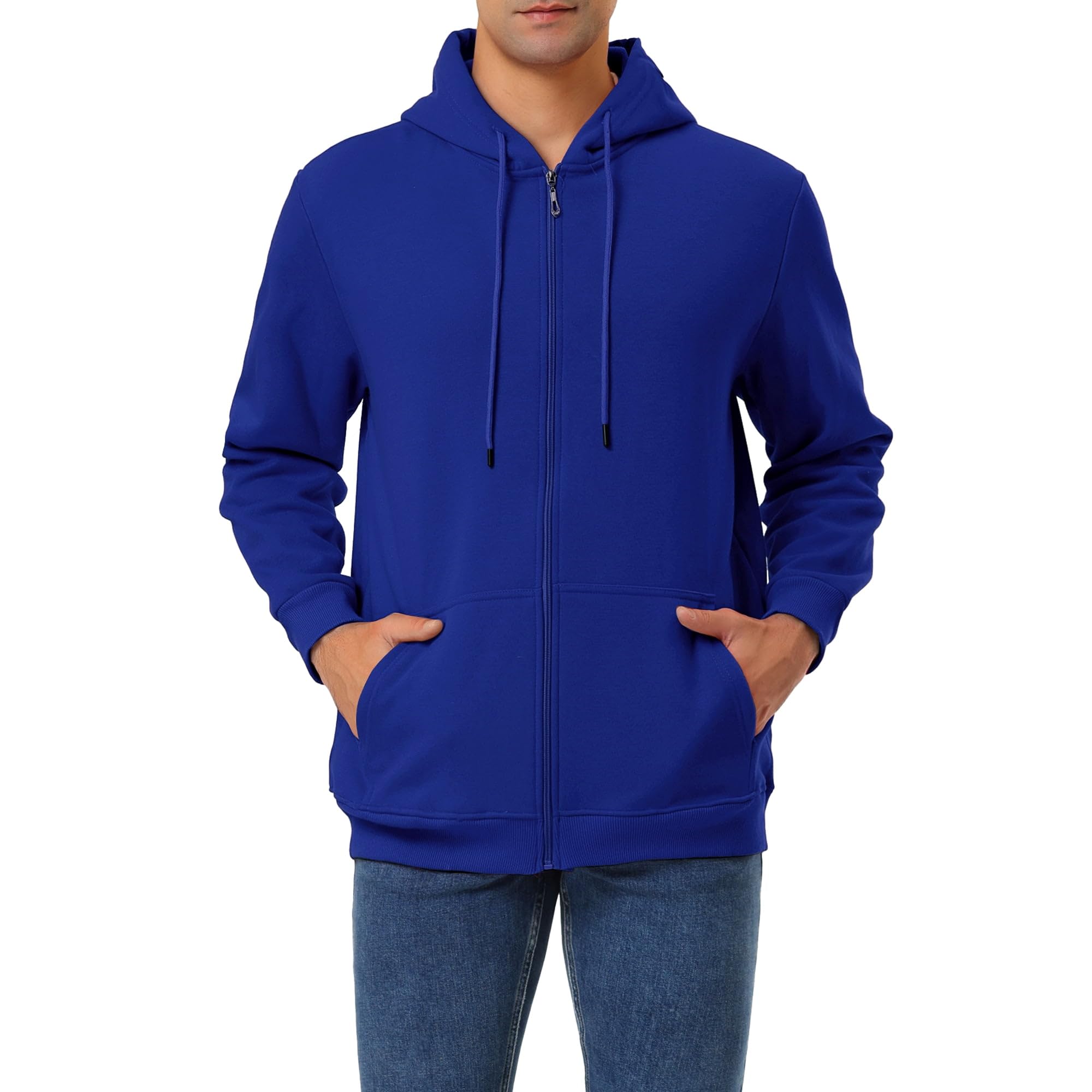 bollywood designer Men's Sweatshirt Full Zip Hood Plush Hooded Sweatshirts Soft Plain Casual Hoodies with Pockets-picture-33