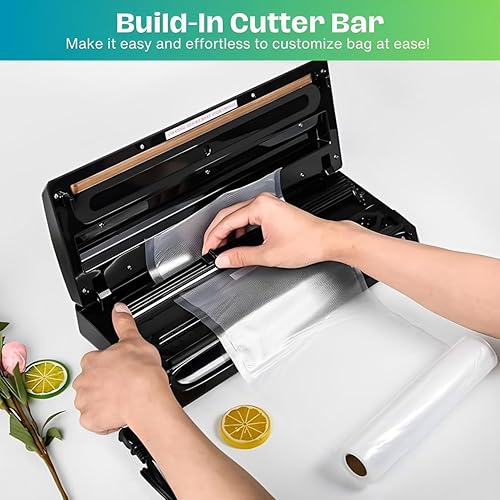 Miniatura 6 de Sellador al vacío de cocina para ahorrar alimentos, máquina selladora al vacío de alimentos secos y húmedos con rollos de bolsas de sellado,