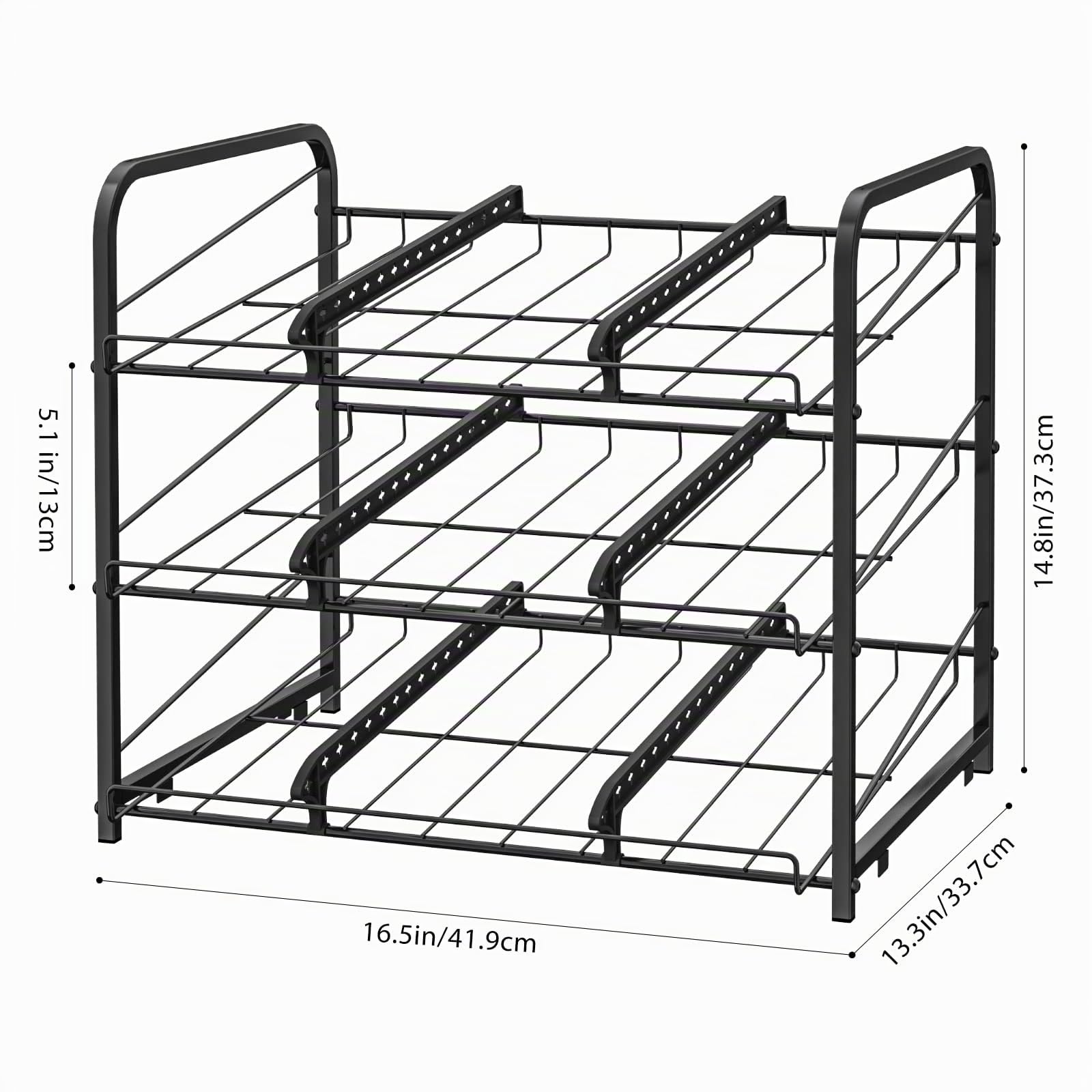 2er-Set Dose Organizer für Pantry 3 Etagen stapelbarer Dosenspender Dose Rack Organizer halten bis zu 72 Dosen für Getränke Dosen Bier Küche Lagerung Küchenschrank für Lebensmittelaufbewahrung Schwarz