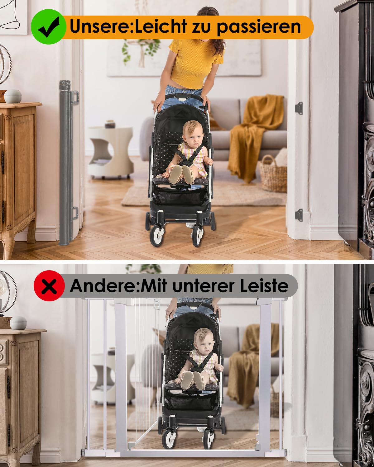 Treppenschutzgitter Ausziehbar 0-140 cm Baby Absperrgitter Türschutzgitter Grau