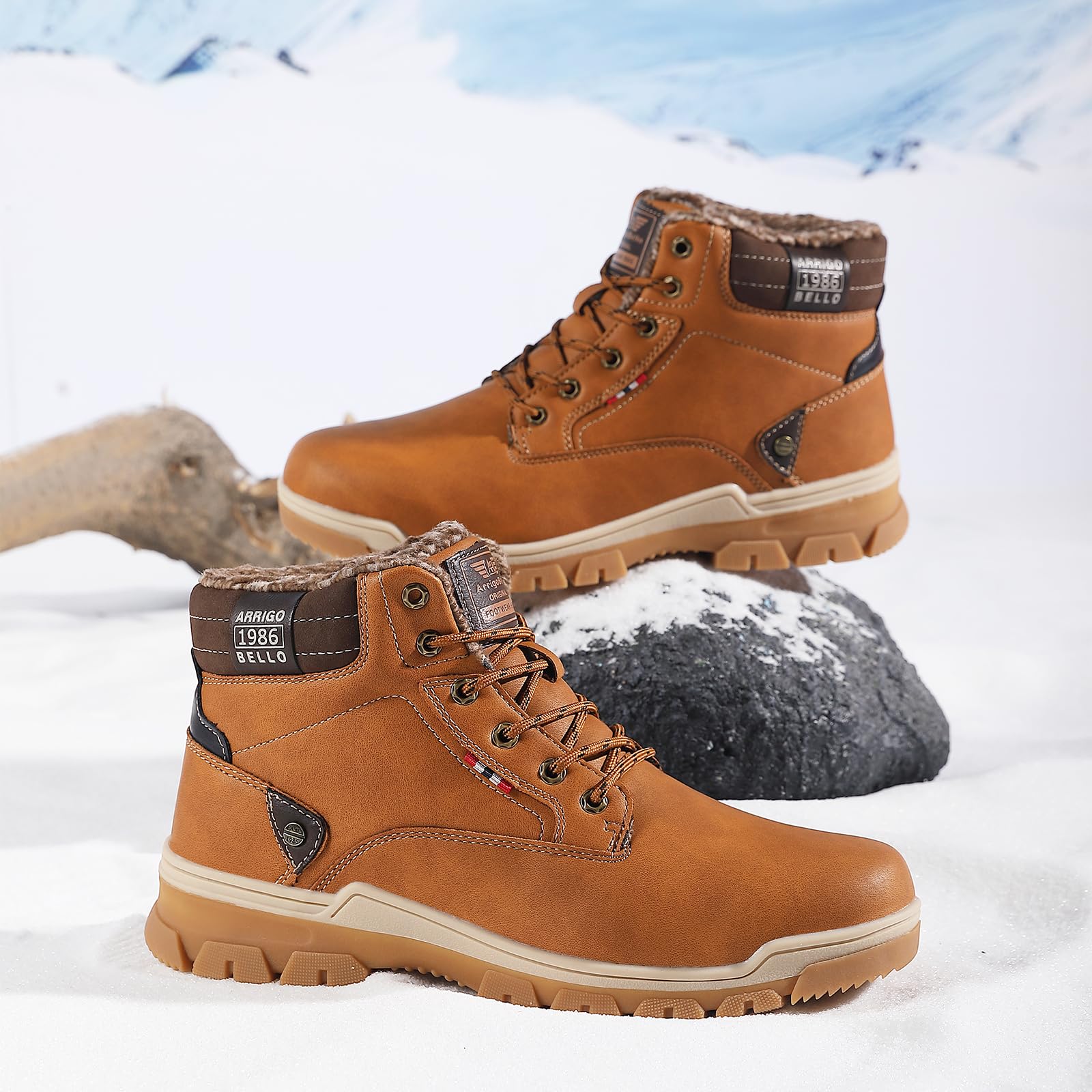 ARRIGO BELLO Stivali Uomo Invernali Scarpe Inverno Calda Foderato Montagna Antiscivolo Trekking Boots Scarponcini Neve Taglia 41-46EU