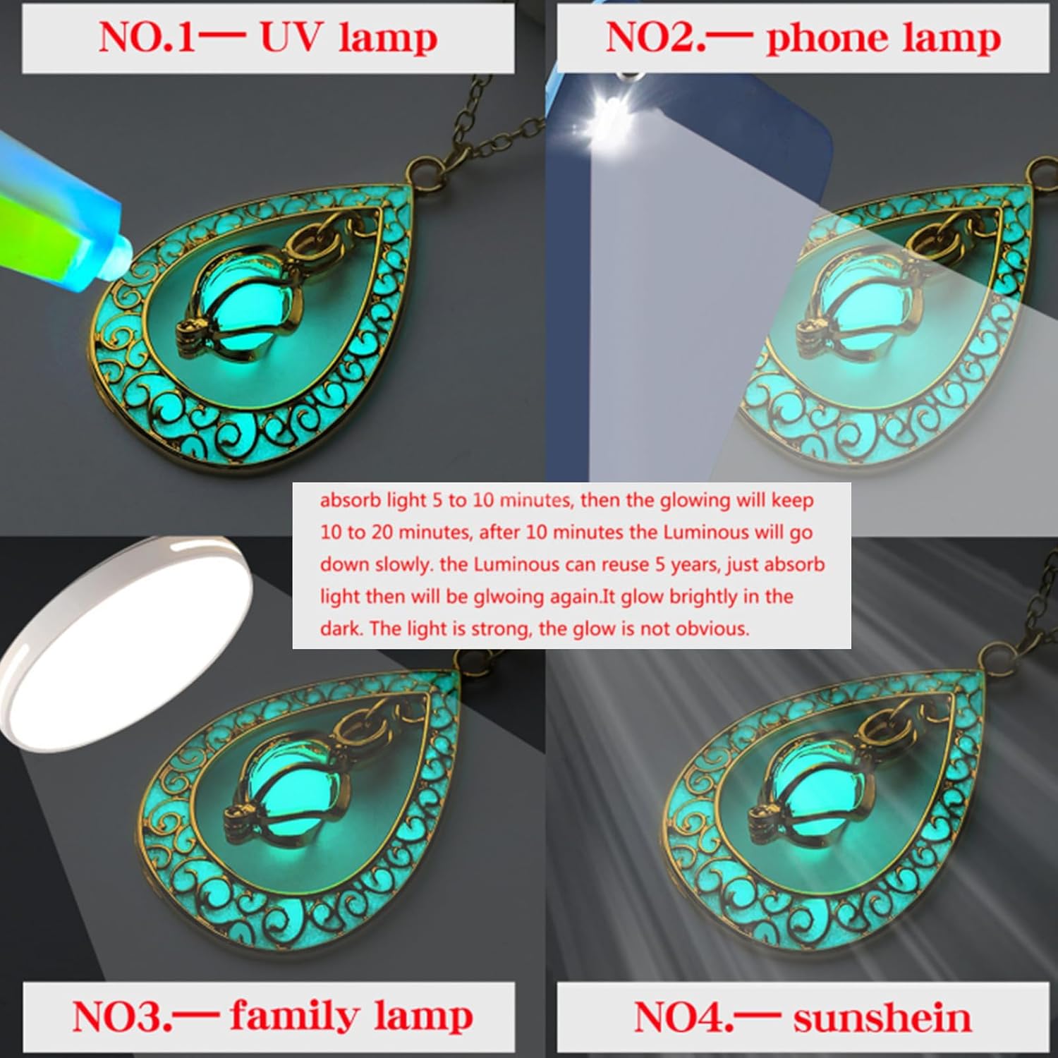 EEQQBZ Glow in The Dark Silver Teardrop shape Earrings,Fantasy Glowing Jewelry Charm - Image 5