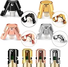 SANZHENG 4PCS Stainless Steel Champagne Stopper, Wine Bottle Stopper with Food Grade Silicone, Air-Tight and Leak-Proof Wine Stopper Wine Saver for Champagne, Cava, Prosecco, Sparkling Wine