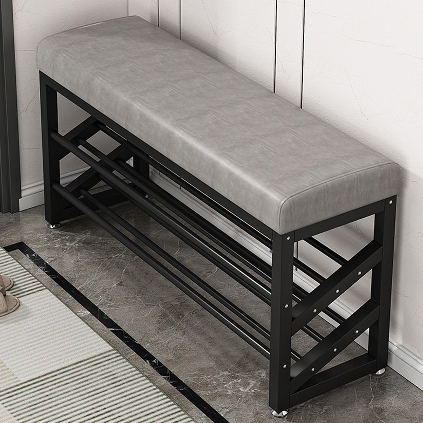 Banc de rangement à chaussures style simple pour un salon et un couloir ordonnés