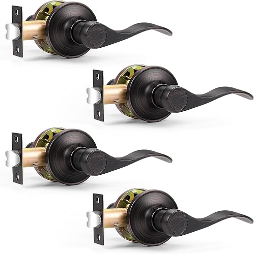 Vista 10 de Probrico Manija de Puerta Negra Palancas de Puerta de Pasaje para Puertas de Armario y Pasillo Estilo Ondulado Manijas de Puerta