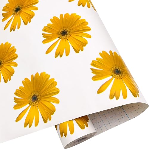 Miniatura 11 de Yifely Revestimiento de estante extraíble para encimeras de papel para cubrir gabinetes de cajones antiguos de apartamentos, margarita amarilla,