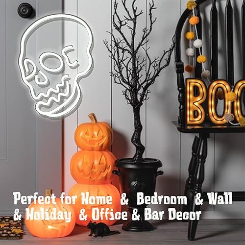 Miniatura 4 de Letreros de neón LED blancos, luces LED de neón USB para pared, decoración de Halloween, sala de juegos, bar, Halloween, Navidad, cumpleaños,