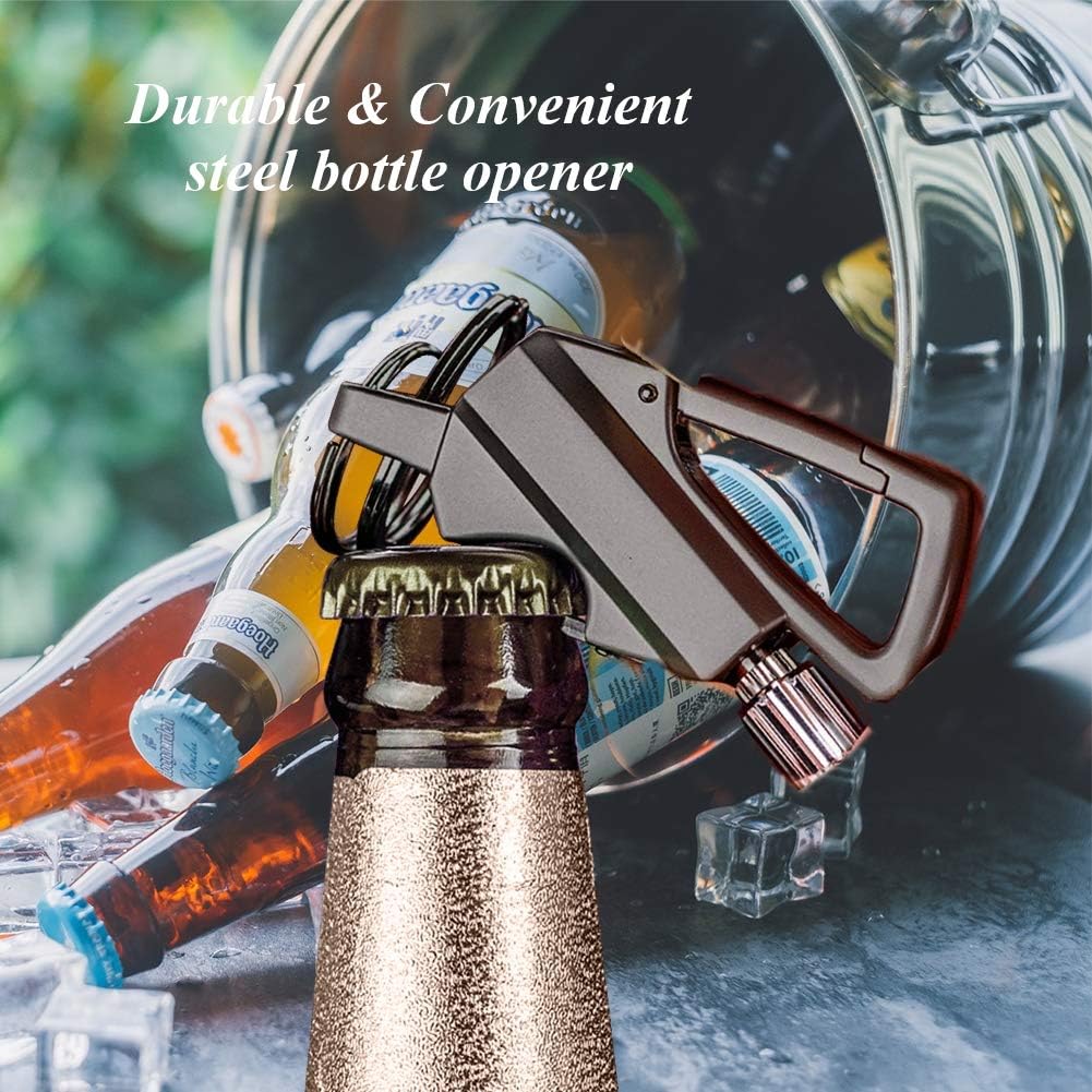 Keychain Bottle Opener Flint Fire Starter Permanent Match Multi-tool Keychain Waterproof Keychain lighter Refillable Survival Lighter Cool Keychain for Men Christmas Outdoor Camping with Key Rings