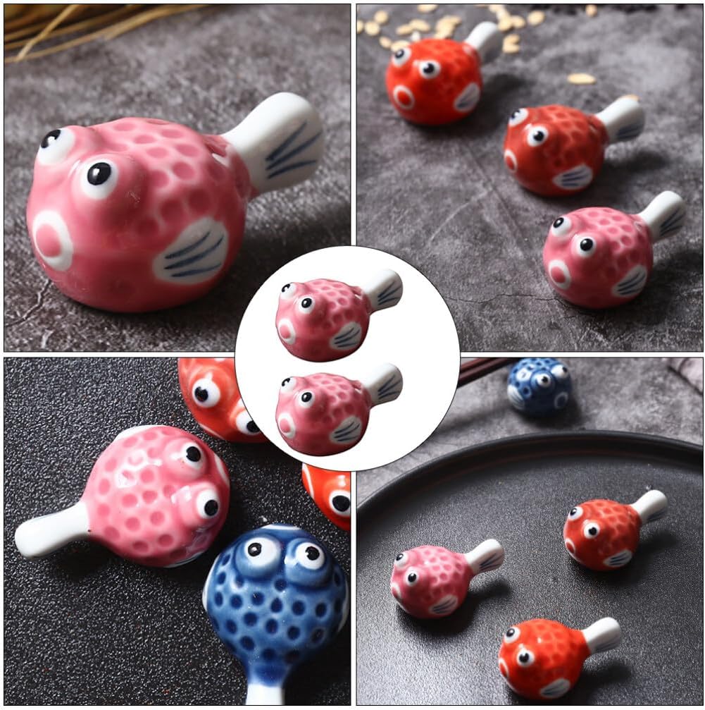 Hemoton 2pcs Chopstick Holders Cute Fish Design Japanese Style Rests for Dining Home Office Restaurants Easy to Clean and Attractive Tableware